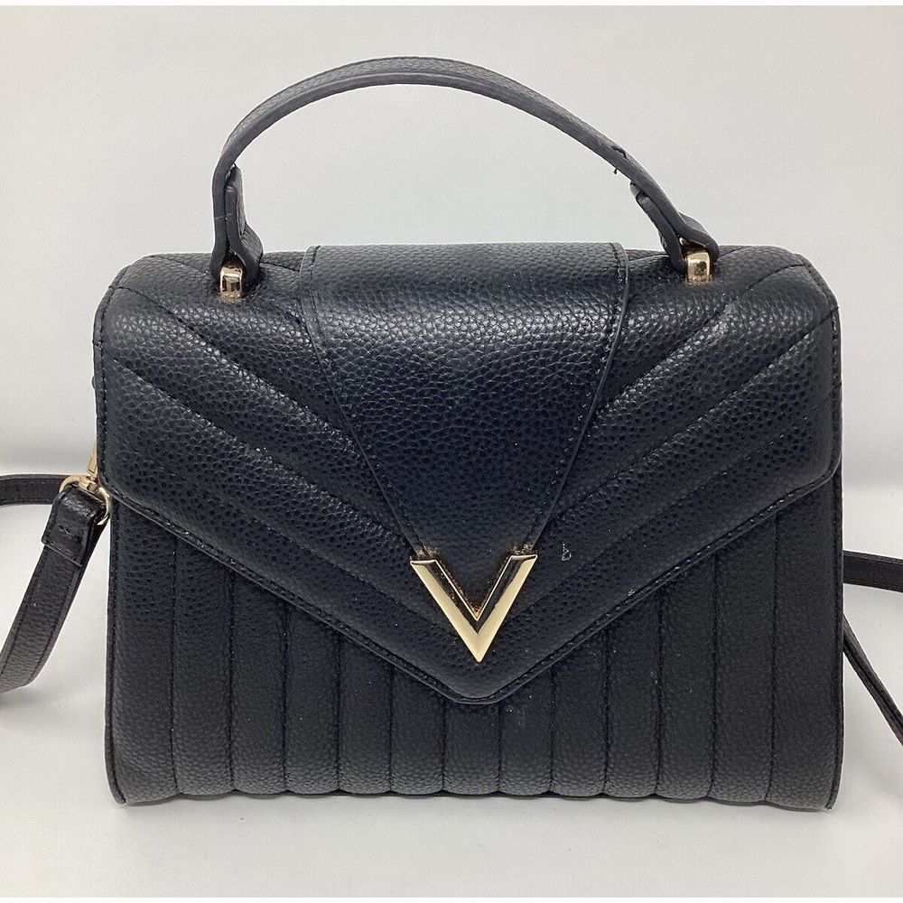 Crossi Black Pebbled Vegan Leather Crossbody Bag